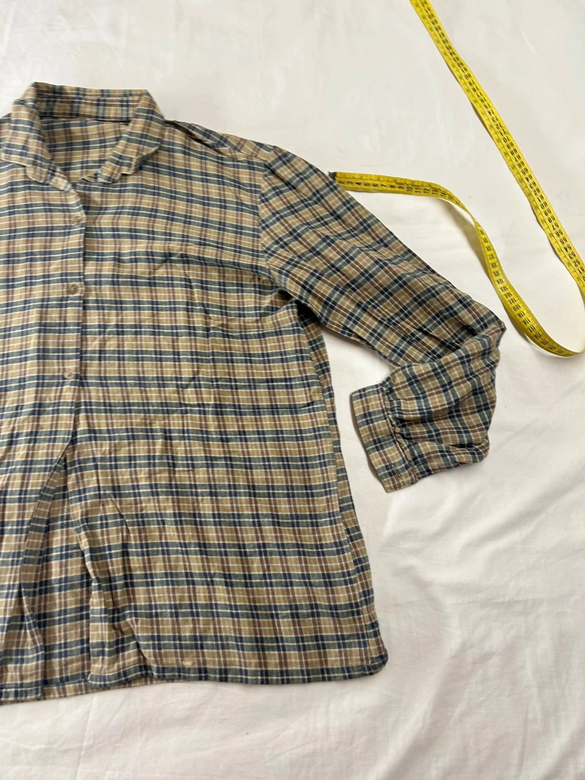 Camisa quadriculada vintage bege marrom – photo 3